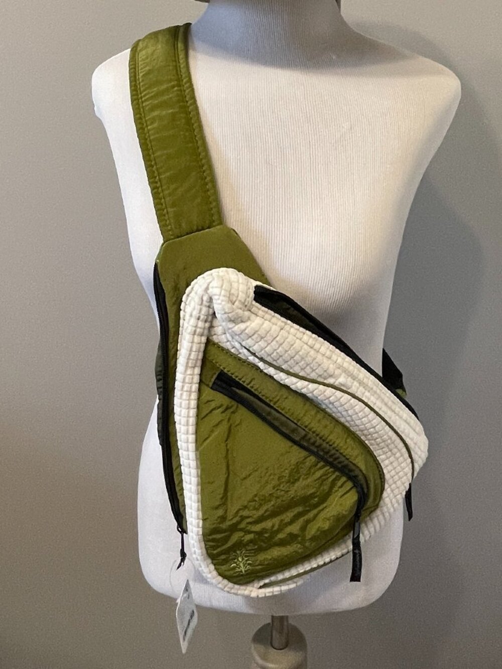 FP Movement Cold Shoulder Sling Bag, Olive Green and Ivory